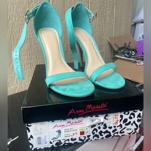Anne Michelle Aqua Heels for Women
